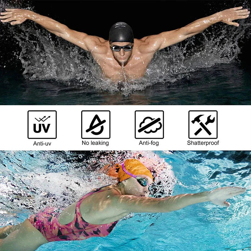 Swimming Goggles for Men & Women β Anti-Fog UV Protection, Waterproof, Adjustable Silicone Swim Goggles for Adults & Kids